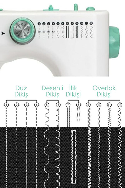 wimi 12 Fonksiyonlu Led Işıklı Ev Tipi Dikiş Makinesi