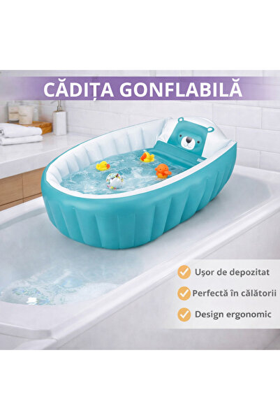 SMARTECH Cadă de baie gonflabilă pentru bebeluși și copii, design ergonomic, ...