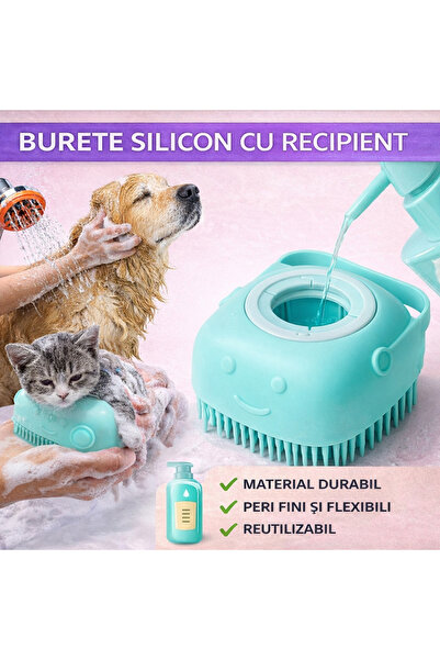 SMARTECH Burete de baie din silicon cu dozator - perie moale mini, reutilizab...