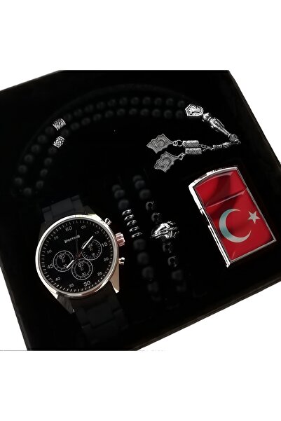 serbestmoda Erkek Kombin Seti Saat Çakmak Bileklik Tesbih Sevgiliye Babalar G...