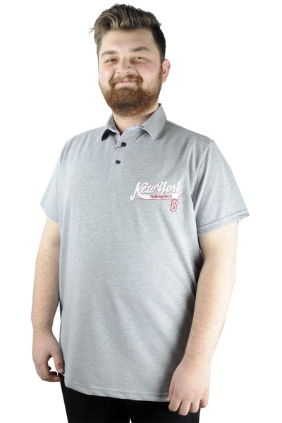 ModeXL Mode XL Чоловіча футболка Polo New York Throwback 22302 Сірий меланж