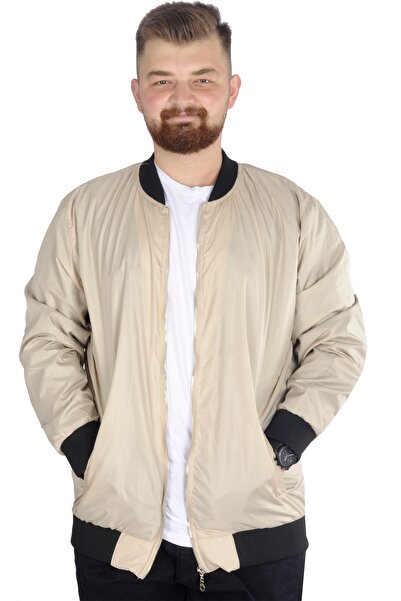 ModeXL Mode XL Large Size Men's College Coat Jesica 22611 Beige