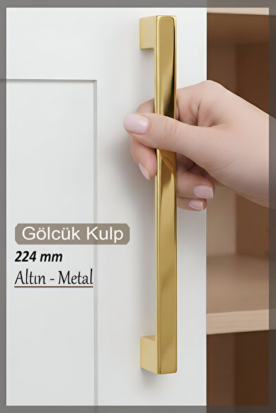 GLASWEN Marmara Kulp 224 mm Altın Mutfak Kulpu Çekmece Dolap Kapak Kulbu Meta...