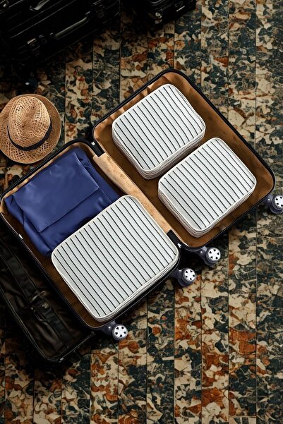 Piev Practical 6-Piece Travel Bag Organizer for Suitcases with White Stripes