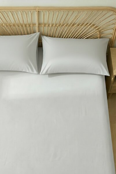 Anılsan طقم ملاءات سرير كاميليا كينج فلات رانفورس - ستون 100% قطن