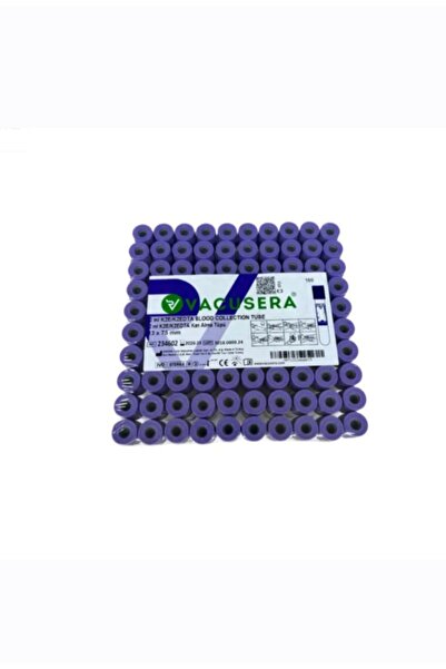 Genel Markalar 100 Adet Kan Alma Tüpü, Mor Kapak, K3E K3EDTA 2ml 3.6mg 13x75m...