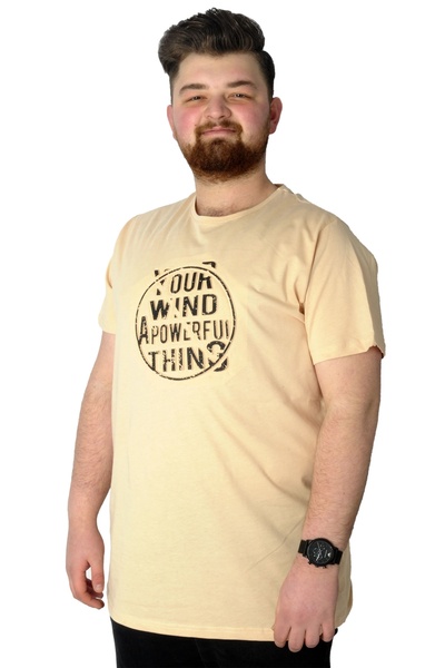 ModeXL Mode XL Великий розмір футболка з принтом Powerfull 22155 Бежевий