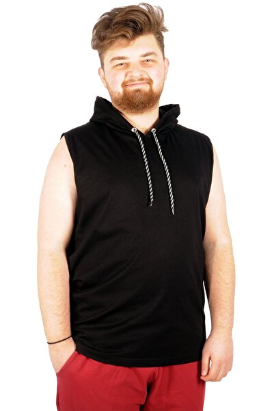 ModeXL Mode XL Великий розмір Чоловічий безрукавний капюшон Basic 21125 Чорний