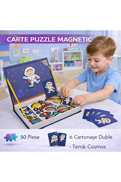 SMARTECH Puzzle Magnetic Cosmos cu 50 de magneți și 6 cărți față-verso