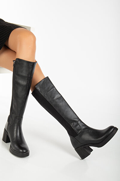 MALENTA Cizme cu toc pentru femei, elastic la spate