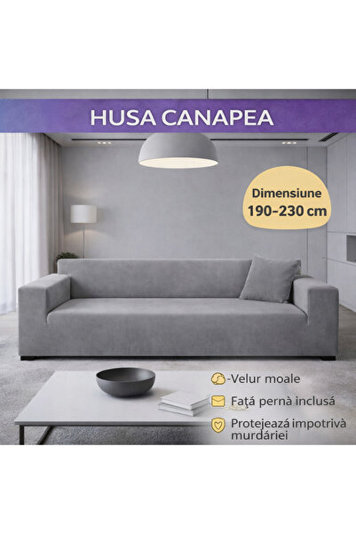 SMARTECH Husă de canapea elastică din catifea 190-230 cm, impermeabilă + față...