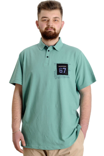 ModeXL Mode XL Великий розмір Чоловіча футболка Поло з вставками NYC 23332 Çağla