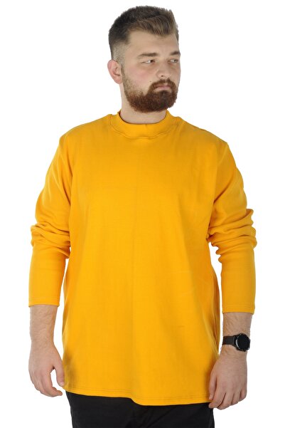 ModeXL Mode XL Large Size Long Sleeve Half Fisherman Sweater 22558 Mustard