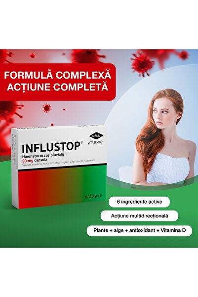 Influstop Supliment alimentar, Influstop, impotriva inflamatiilor si infectiilor, 15 capsule