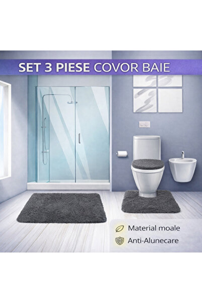 SMARTECH Set covoare baie, 3 piese, antiderapante, gri