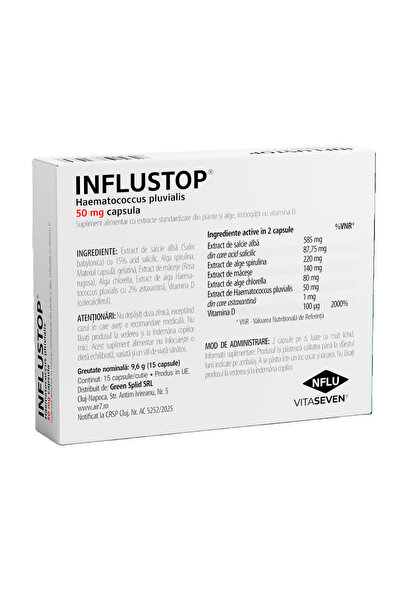 Influstop Supliment alimentar, Influstop, impotriva inflamatiilor si infectiilor, 15 capsule