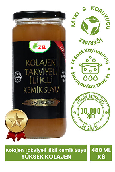 Zel Premium İlikli Kemik Suyu – Kolajen Takviyeli 6 x 480 ml