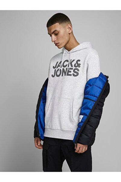 Jack & Jones Jack Jones Corp Logo Sweat Hood Noos Erkek Gri Sweatshirt 12152840-05