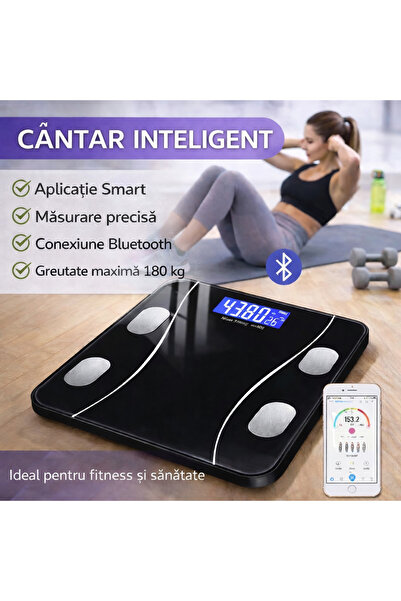 SMARTECH Cantar corporal inteligent, cu diagnostic si termometru, USB, Blueto...