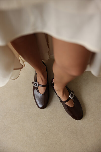 LUTVELIZADE Babet 2504 - Γυναικείες μπαλαρίνες σε πικρό καφέ χρώμα με λεπτομέ...