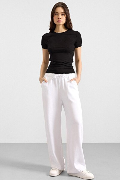 Olcay Ελαστική Μέση Άνετη Γραμμή Μαλακό Τζιν Παντελόνι ΛΕΥΚΟ 7587