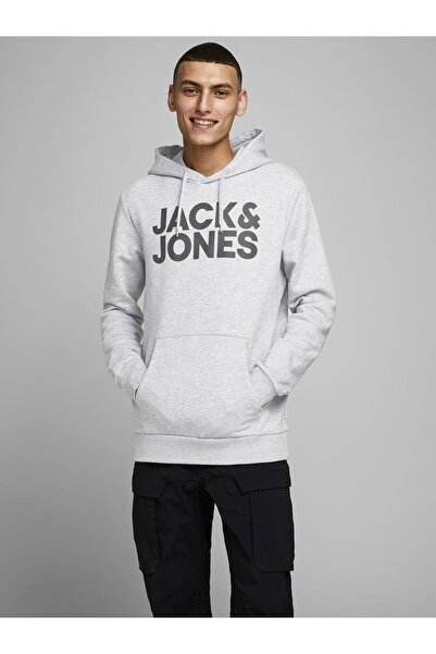 Jack & Jones Λογότυπο Jack Jones Corp Φούτερ με κουκούλα Noos Ανδρικό Γκρι Φο...