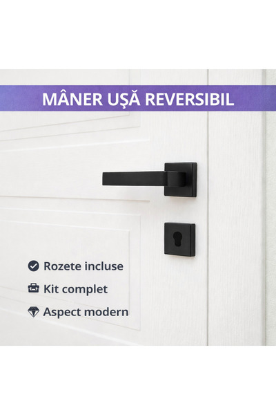 SMARTECH Maner Usa, Universal, Rozeta, Reversibil, Negru