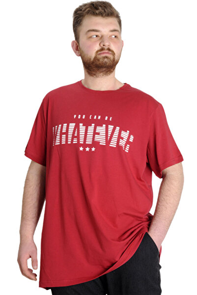 ModeXL Mode XL Великий розмір Чоловіча футболка WHATEVER 23148 Бордовий