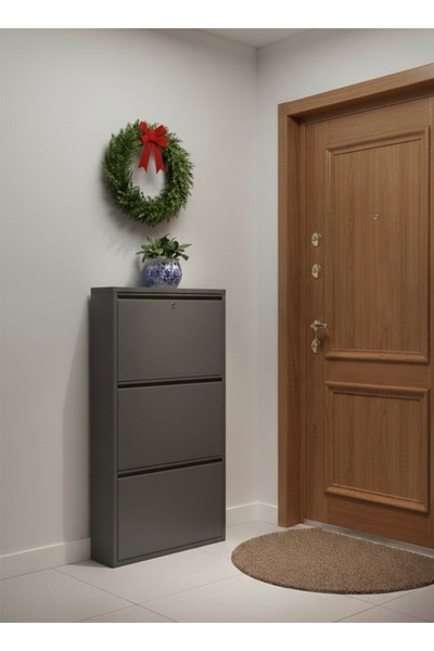 formood Kilitli 3'lü Metal Ayakkabılık - Antrasit - Ral 7016