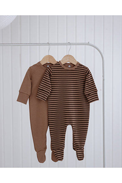 Little Koala GOTS Sertifikalı %100 Organik Pamuk 2’li Bebek Tulum Seti | Çizg...