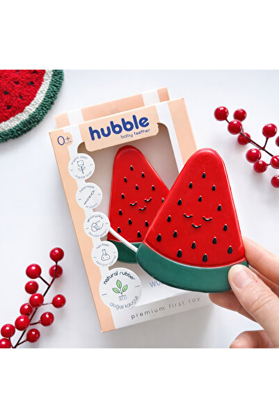 Hubble Bebek Diş Kaşıyıcı Ve Oyuncak - Karpuz Şekilli Dişlik (%100 DOĞAL KAUÇUK) BPA İÇERMEZ