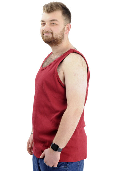 ModeXL Claret Red Men's Sleeveless Undershirt - Mode XL Plus Size 6341