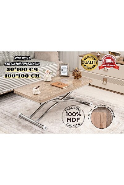 SEHPAM AKILLI Mini Juppo Dışa K Akıllı Sehpa Üst Tabla Mdf Oval Köşe Alt Krom...