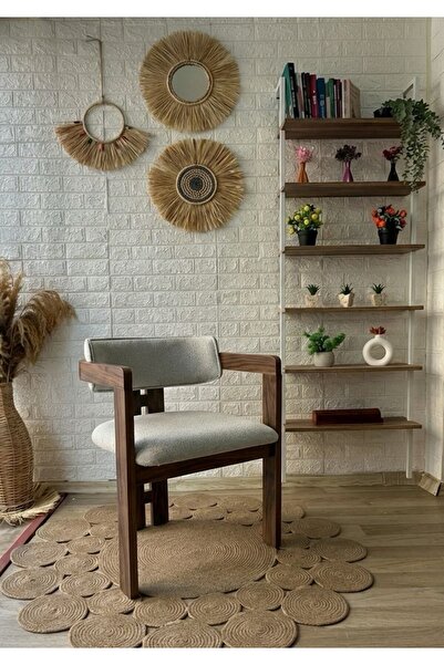 silla Concept T Sandalye Teddy Krem Kumaş Ceviz Ahşap Sandalye