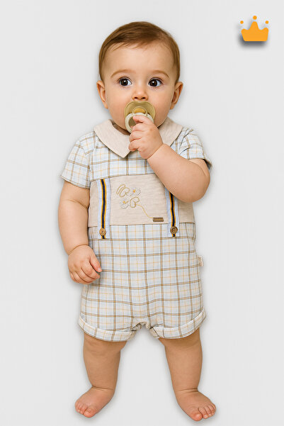 Babydola طائرة هليكوبتر مطبوعة بأزرار مفصلة بذلة للجنسين 12701