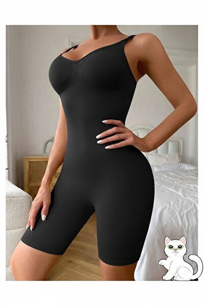 MİSTİRİK Larix Model Tam Boy Premium Göbek Eriten Tulum Korse Siyah Renk