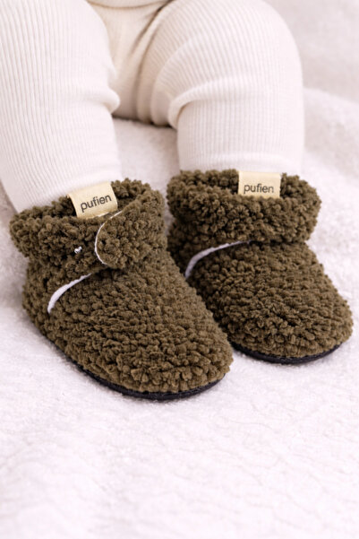 pufien Kaydırmaz Tabanlı Bebek Pandufu – Peluş ve Terletmez Organik Pamuk Ast...