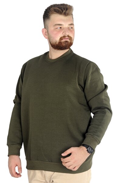 ModeXL Fashion XL Large Size Men's Sweat Bis Yaka 20131 Khaki