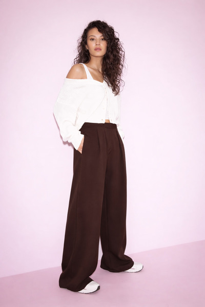 HAKKE Likralı Cırt Kapama Cepli Palazzo PANTOLON