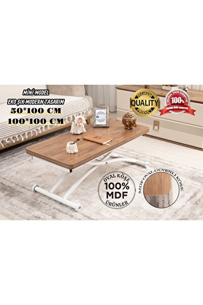 SEHPAM AKILLI Akıllı Sehpa Mini Juppo Üst Tabla Mdf Ceviz Oval Köşe Alt Ayak ...