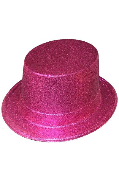 Pandoli Partidolu Pembe Renk Uzun Plastik Melon Parti Şapkası Simli