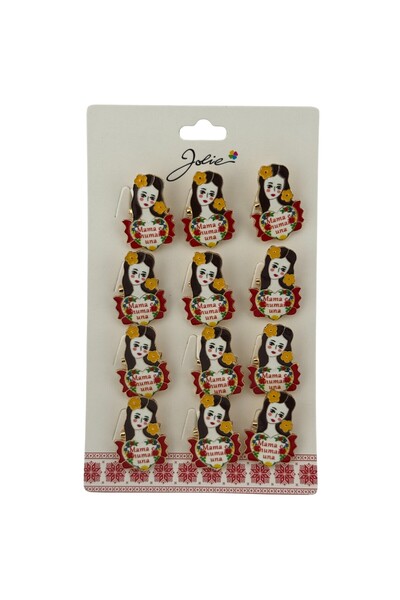 Flippy Set of 12 Spring Martisor Brooches with Message There Is Only One Mother