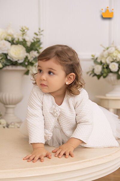 MİNİMONY 1-5 Yas Kız Çocuk Saç Bantlı Mantolu Gelinlik Bayramlık Abiye Elbise...