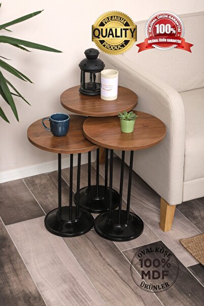 SEHPAM AKILLI Marbella Zigon Sehpa Mdf Tabla Alt Mekanizma Demir Siyah Renk