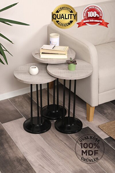 SEHPAM AKILLI Marbella Zigon Sehpa Mdf Tabla Alt Mekanizma Demir Siyah Renk