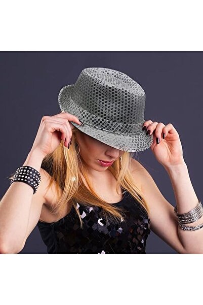 Pandoli Partidolu Gümüş Renk Pullu Michael Jackson Şapkası Yetişkin 1 Adet gö...