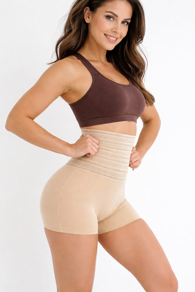 Ht Sağlık Corset cu pantaloni scurți tăiați cu laser cu talie înaltă - Matern...