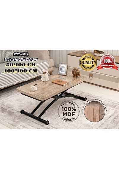 SEHPAM AKILLI Akıllı Sehpa Mini Juppo Üst Tabla Mdf Antiklayt Oval Köşe Alt A...