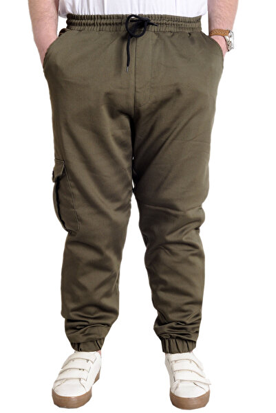 ModeXL بنطلون رجالي من مود XL مصنوع من الكتان بجيب كارجو JOGGER BAHAR 23912 كاكي