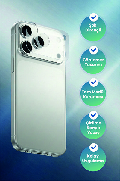 BLUEO فيلم حماية لوحدة العدسة غير المرئية الممتصة للصدمات، متوافق مع iPhone 1...